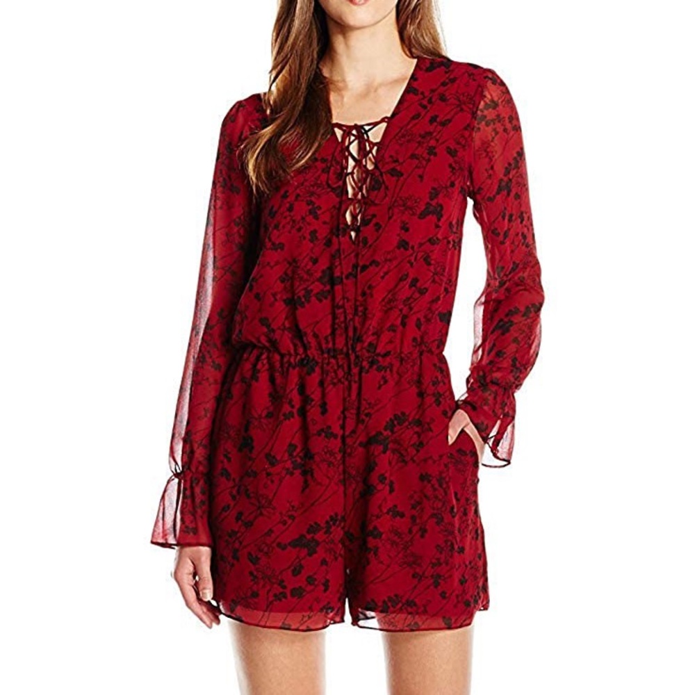 BCBGeneration Floral Lace Up Romper